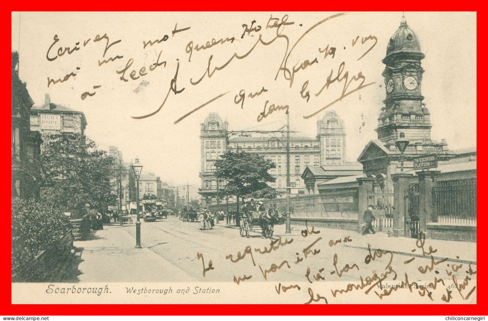 * SCARBOROUGH - Westborough And Station - Gare - Tram - Animée - Series VALENTINE'S - 1906 - Scarborough