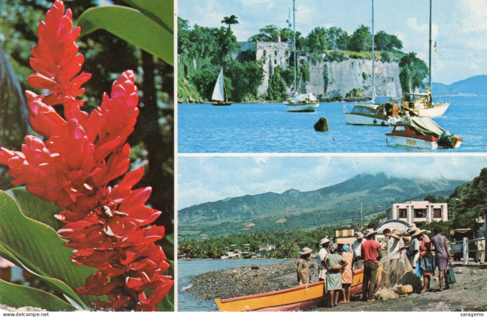 Martinique-Fort St. Louis, Mount Pelee - Mint Antique Postcard - Polynésie Française