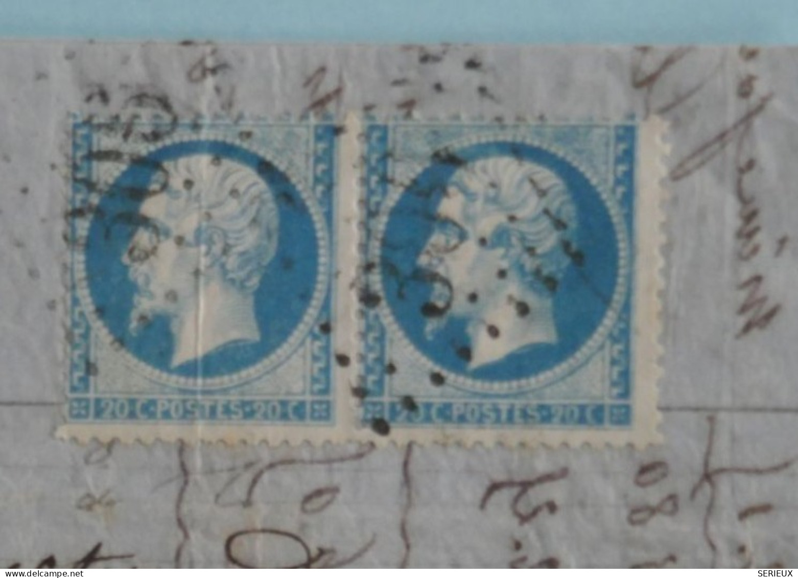 BU16   FRANCE BELLE  LETTRE 1867 BAR S AUBE    A TROYES+PAIRE DE N° 22  + AFF.  INTERESSANT ++ - 1862 Napoléon III