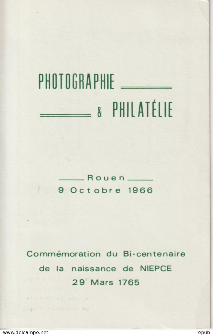 France 1966 Encart 2 Volets Photographie Et Philatélie Niepce Rouen - Gedenkstempels