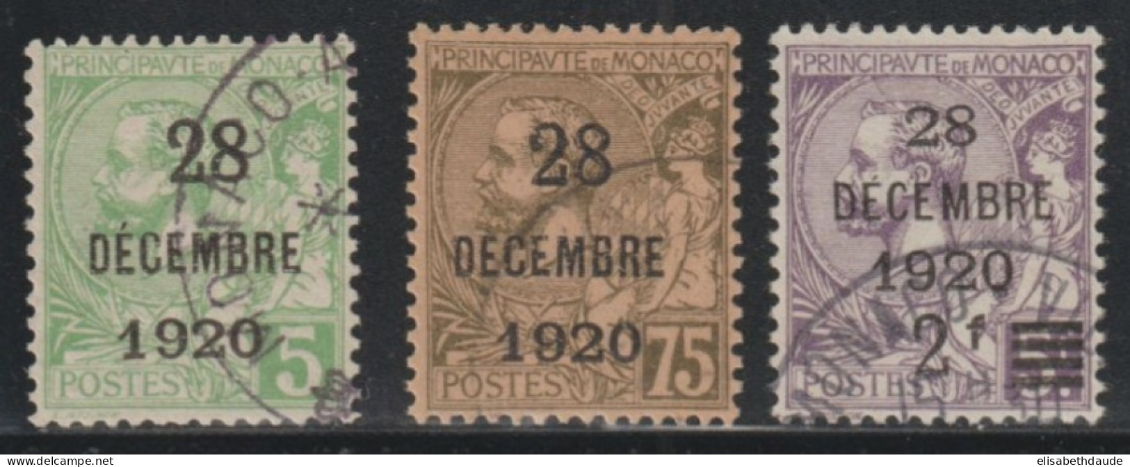 MONACO - 1921 - SERIE COMPLETE YVERT N° 48/50 OBLITERES - COTE = 72 EUR. - Used Stamps