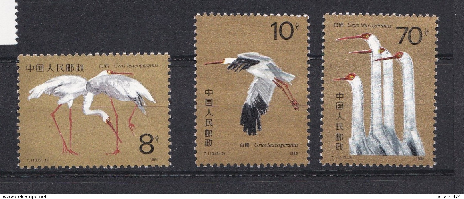 Chine 1886, Grue De Sibérie, La Serie Complète 2074 à 2076, 3 Timbres Neufs , Voir Scan Recto Verso . - Ongebruikt