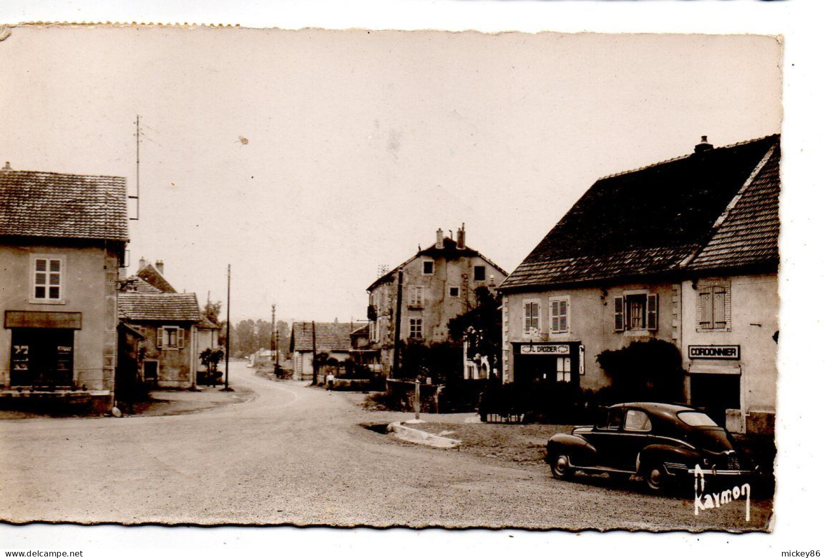 CHAMPAGNEY--1955-- La Grande Rue ( Belle Voiture Peugeot 203) ..pas Très Courante.....timbre..beau Cachet...griffes - Champagney