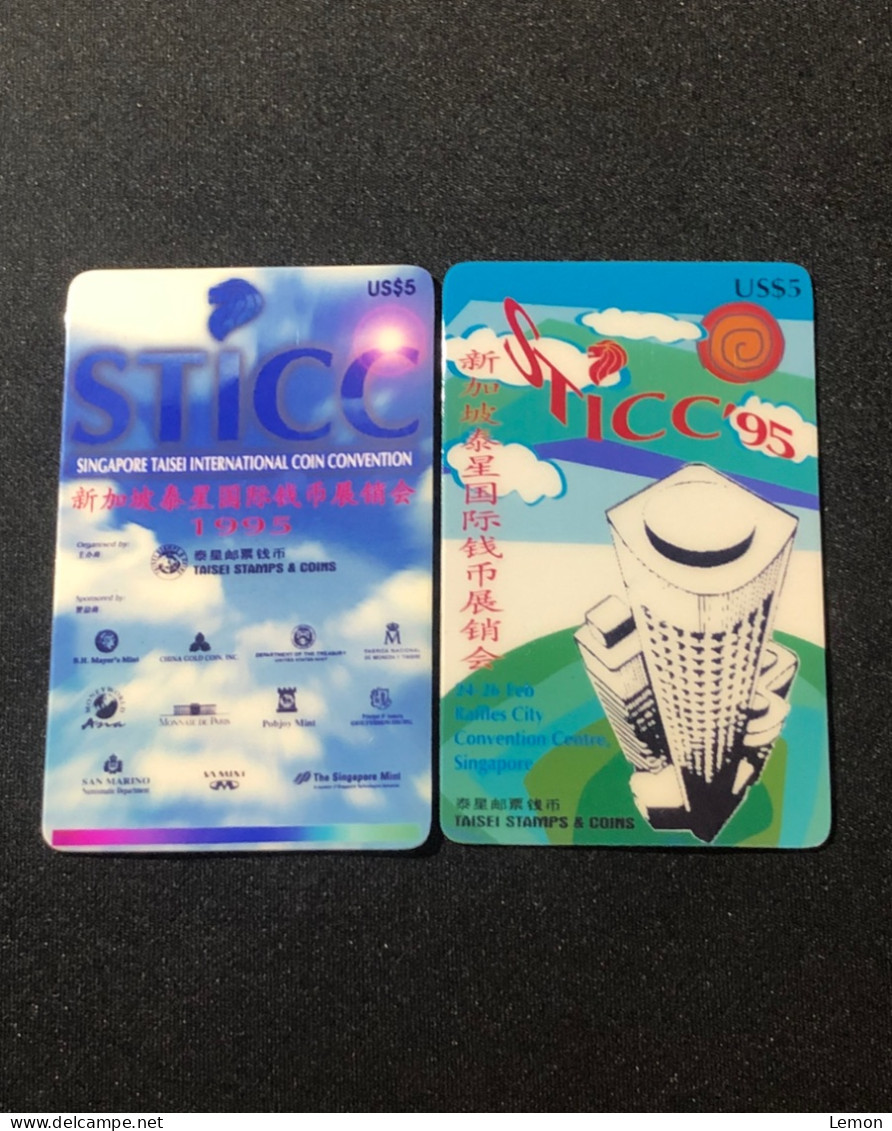 Mint USA UNITED STATES America USACard Prepaid Phonecard, Singapore Taisei International Coin Conven,Set Of 2 Mint Cards - Sammlungen