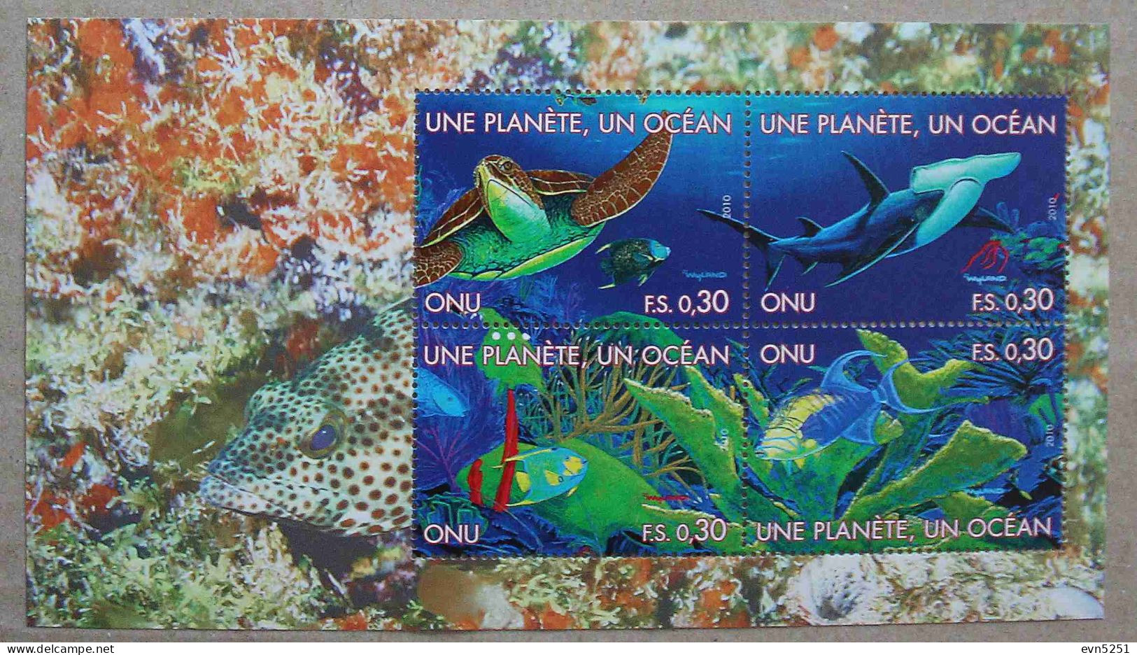 N-U-C Ge10-01 : Nations-Unies Genève - Fonds Marins, Tortue, Requin Marteau, Poissons, Coraux, Algues - Nuevos