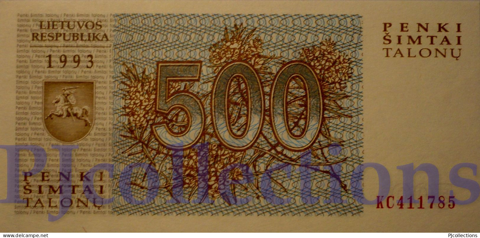 LITHUANIA 500 TALONU 1993 PICK 46 UNC - Litauen