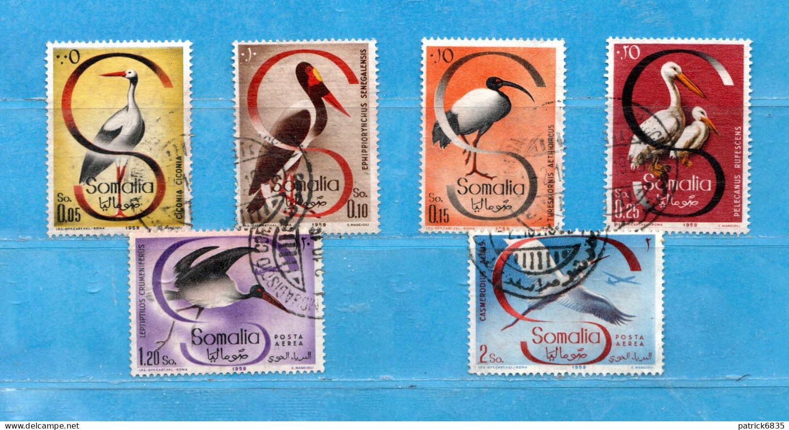 (Us8) SOMALIA - AFIS ° 1959 - Birds-Oiseaux-Uccelli. Unif. 61 à 64 +A 50-51 .  Come Scansione. - Somalia (AFIS)