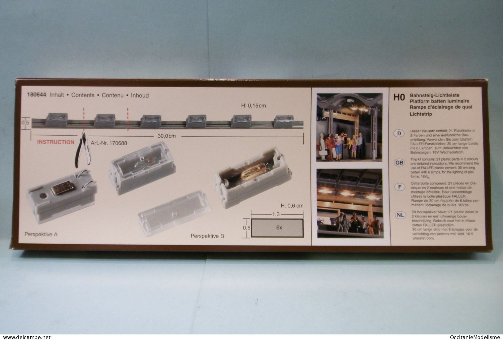 Faller - RAMPE D'ECLAIRAGE DE QUAI 6 Lampes Réf. 180644 Neuf HO 1/87 - Alimentazione & Accessori Elettrici