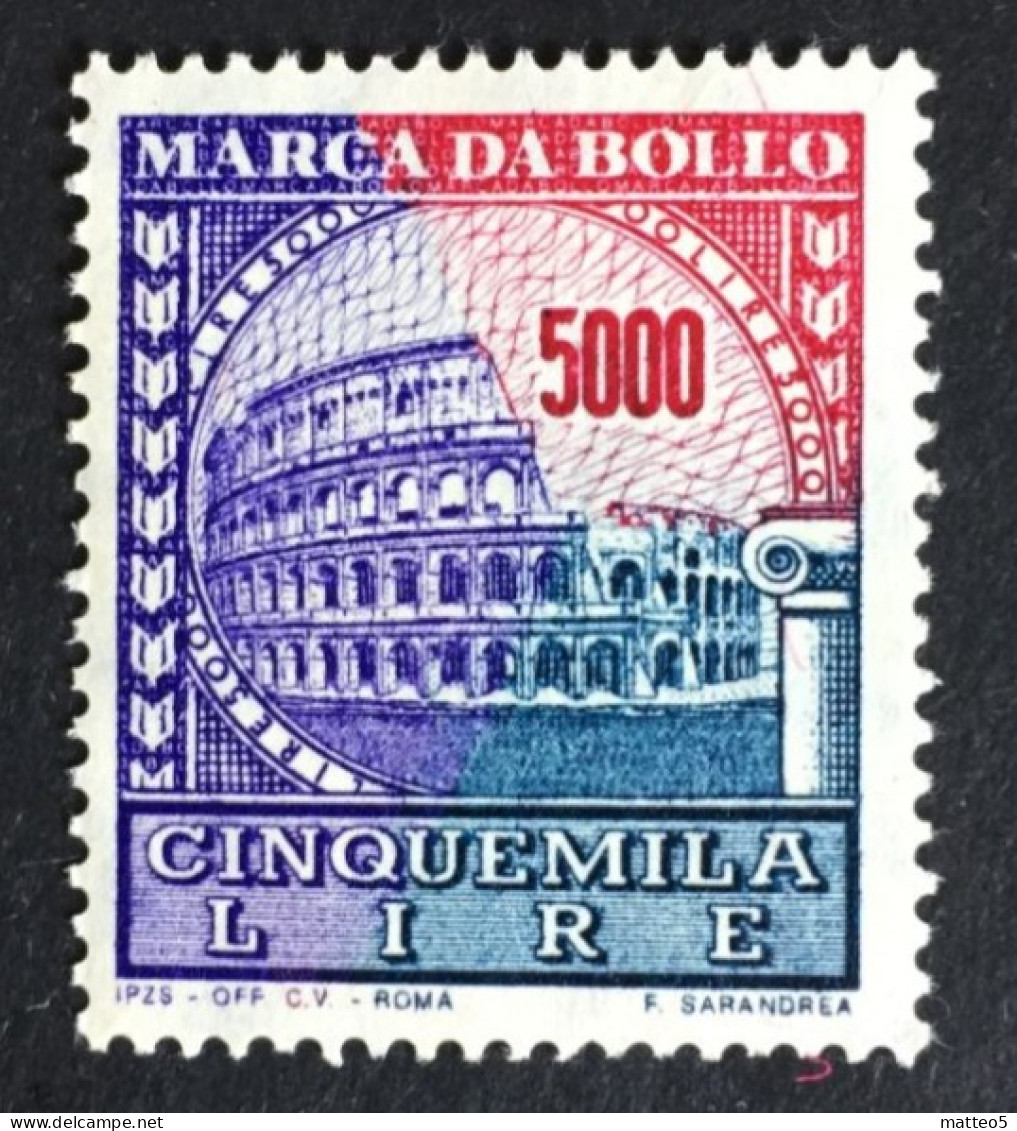 1990 - Italia - Marca Da Bollo Da Lire 5000 - Colosseo - Nuovo - A1 - Fiscales