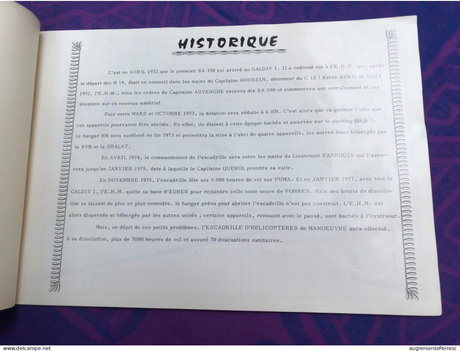 Livret Historique Du 1ère EHM Et Tour De France 1977 PUMA - Aviation