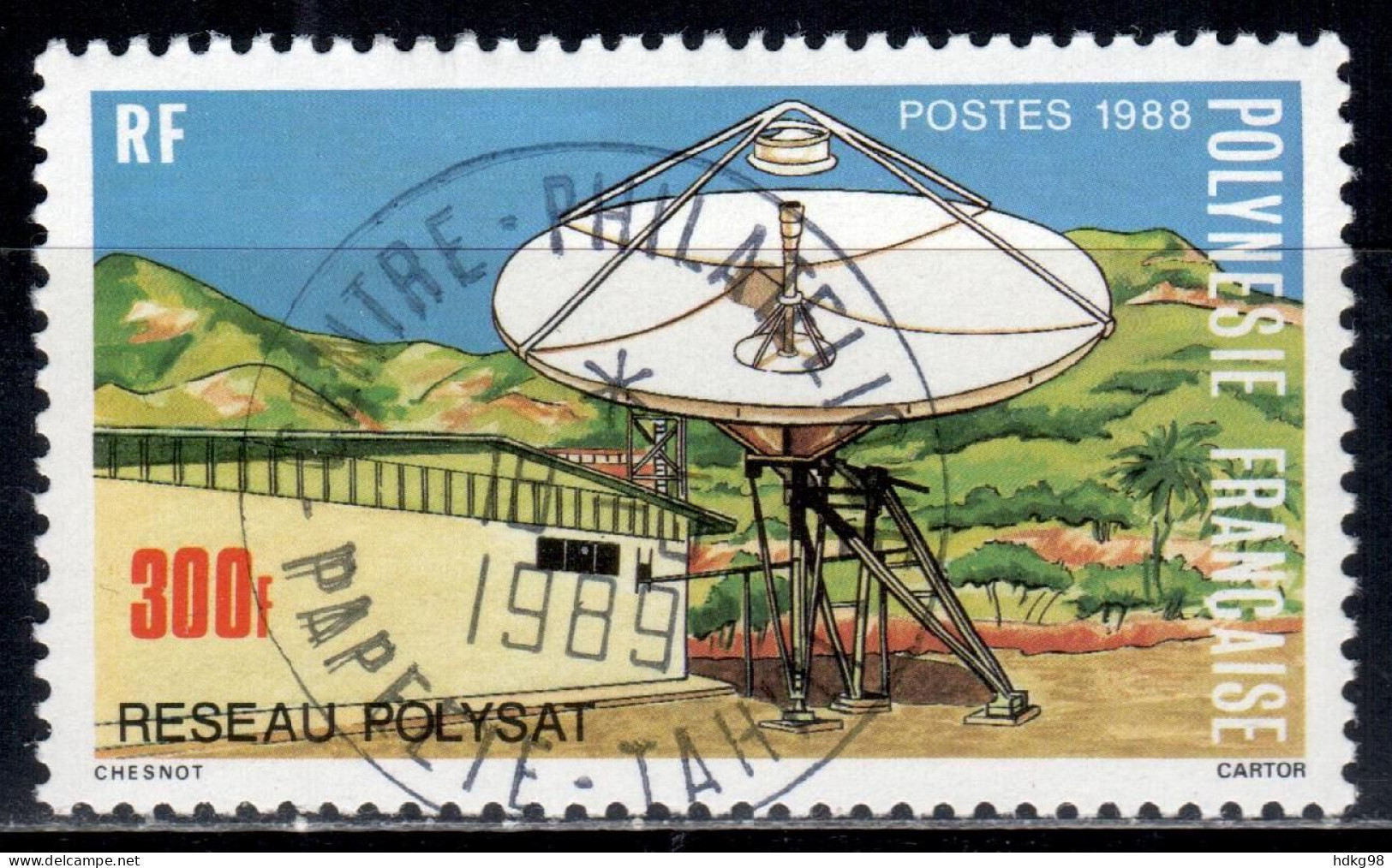 F P+ Polynesien 1988 Mi 506 Parabolantenne - Gebruikt