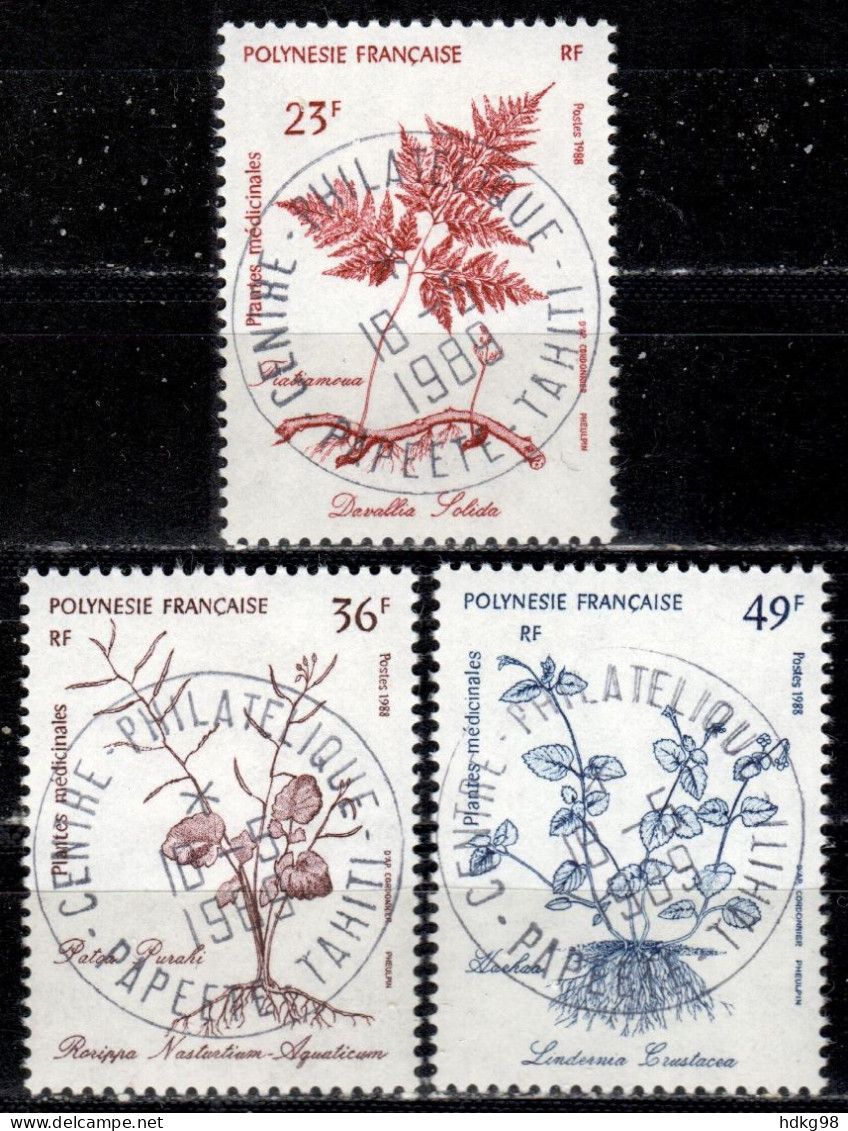 F P+ Polynesien 1988 Mi 515-17 Heilpflanzen - Used Stamps