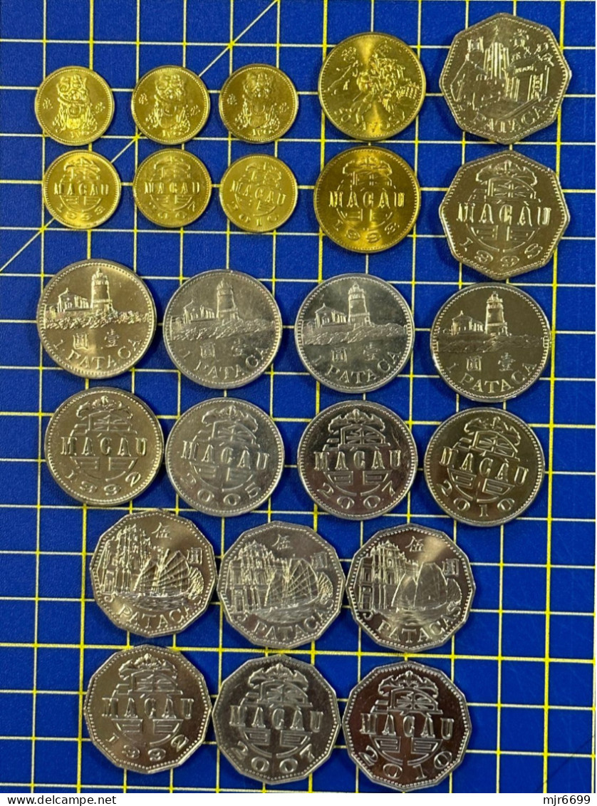MACAU 1993 - 2010 COLLECTION OF 12 COINS, MOSTLY UNC+AUNC+VERYFINE USED. PHOTOS SHOWING BOTH SIDE OF THE COINS - Macao