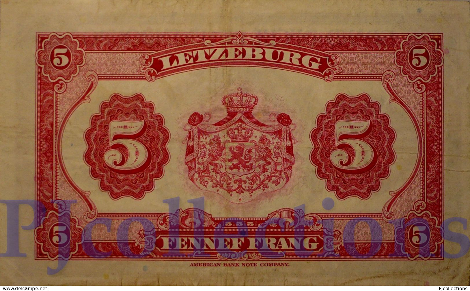 LUXEMBOURG 5 FRANCS 1944 PICK 43b VF - Luxembourg