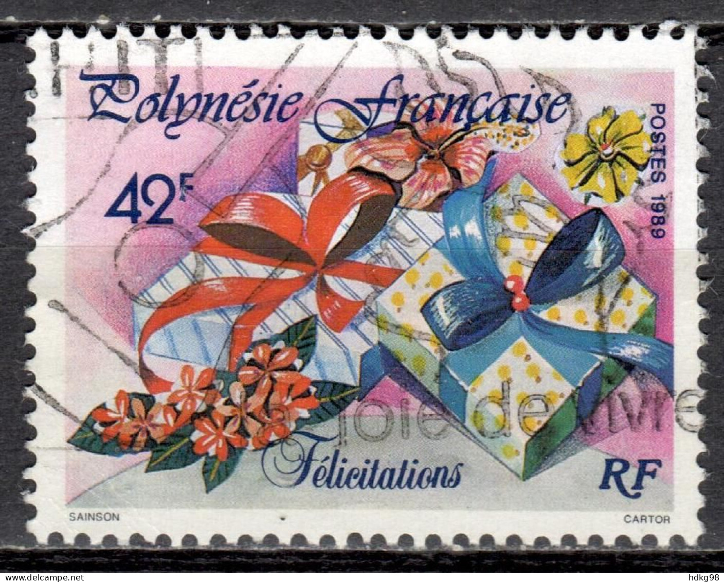 F P+ Polynesien 1989 Mi 541 Grußmarke - Used Stamps