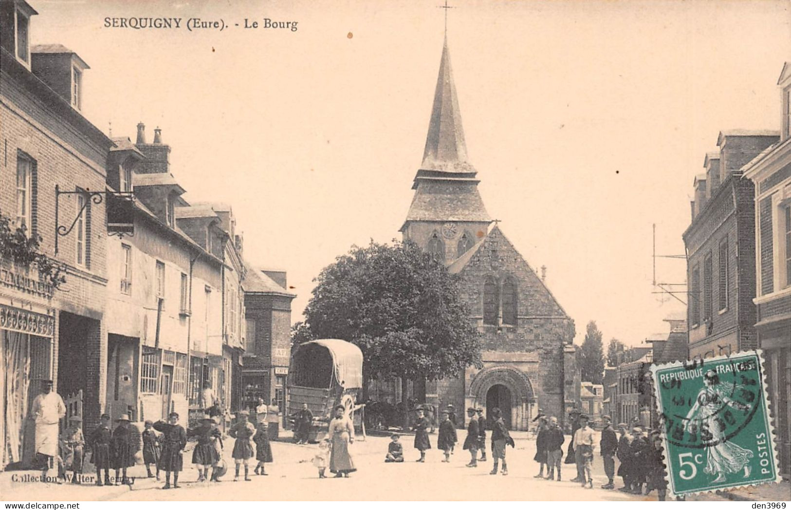 SERQUIGNY (Eure) - Le Bourg - Voyagé 1910 (2 Scans) Boursier, 7 Rue D'Essey à Malzéville 54 - Serquigny