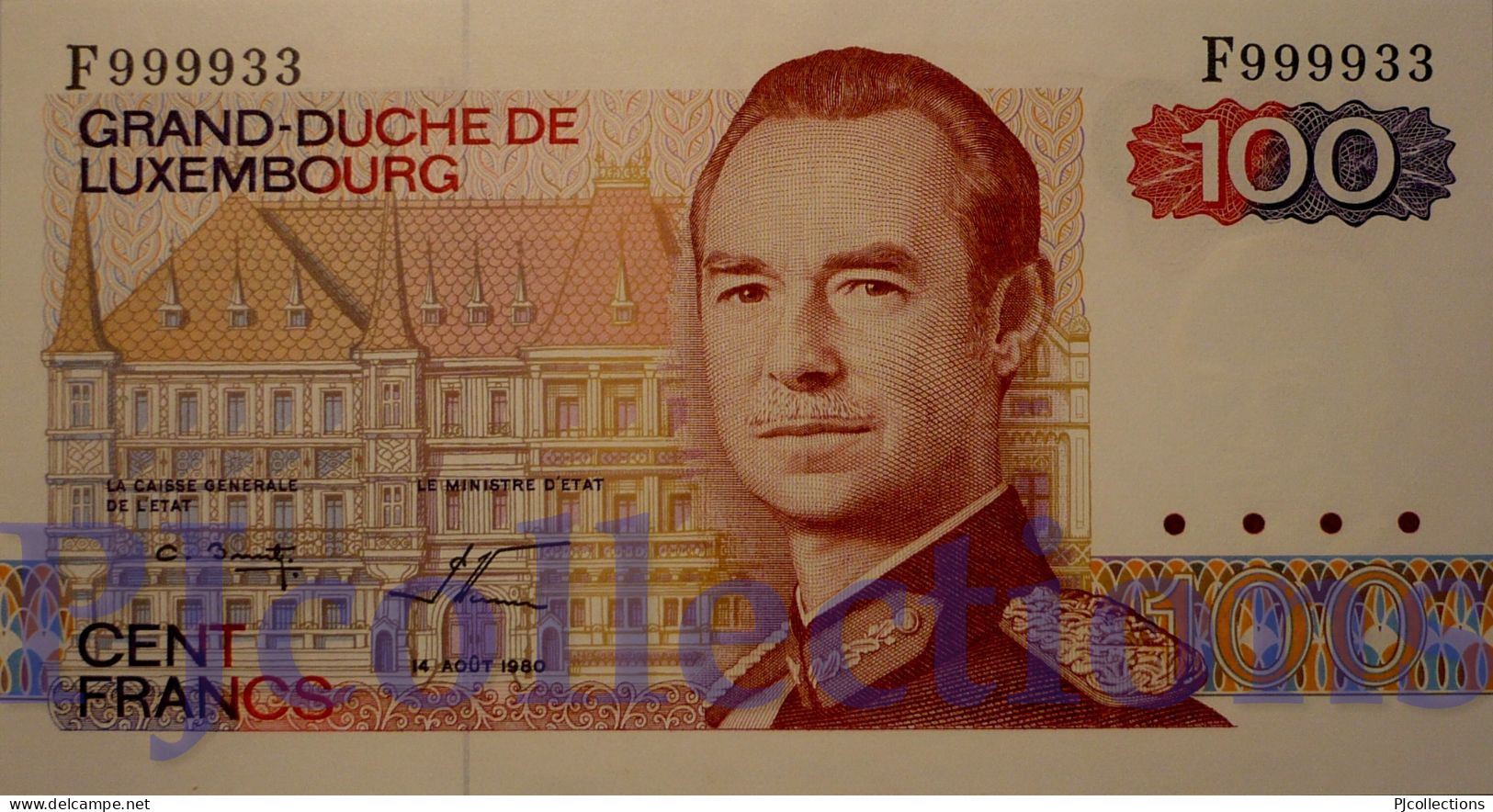 LUXEMBOURG 100 FRANCS 1980 PICK 57a UNC GOOD SERIAL NUMBER "F999933" - Luxemburg