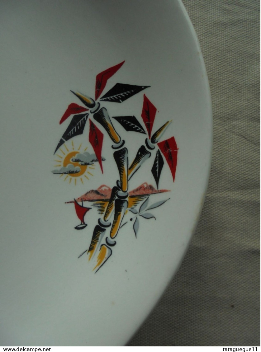 Ancien - Plat De Service Ovale Bambou Washington Pottery LTD England - Zonder Classificatie