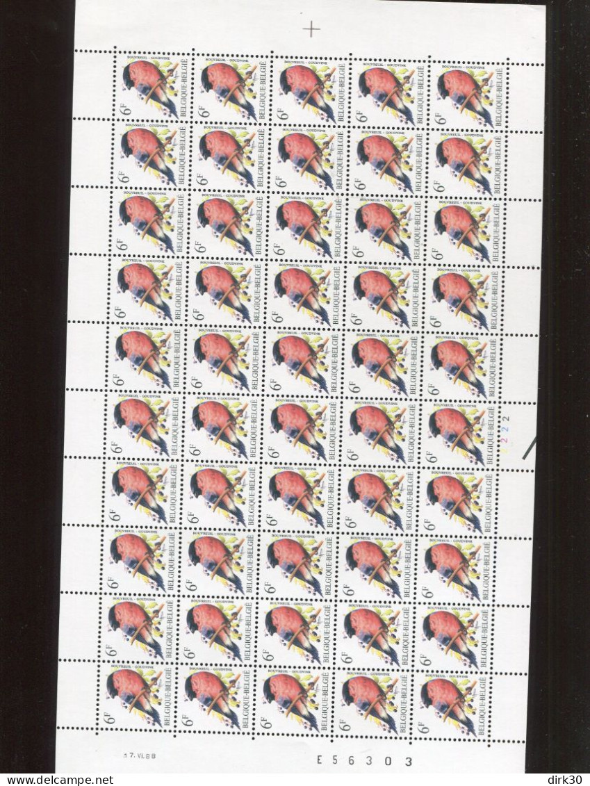 Belgie 2295 Buzin Volledig Vel FULL SHEET Vogels Birds Oiseaux MNH Plaatnummer 1 17/6/1988 Date RR - 1981-1990