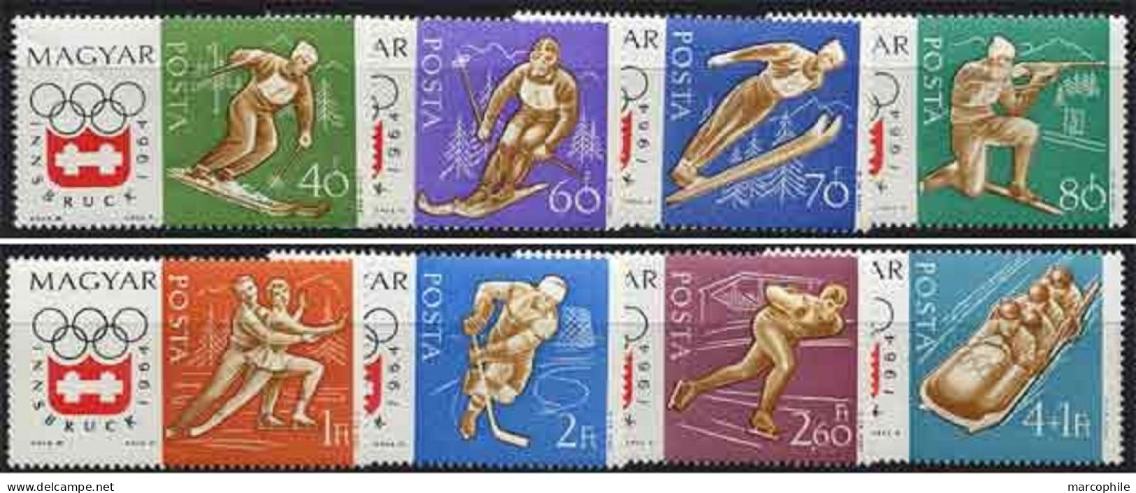 JEUX OLYMPIQUES HIVER INNSBRUCK / 1963 HONGRIE Serie # 1606 A 1613 ** / COTE 5.50 EURO (ref 6275d) - Inverno1964: Innsbruck