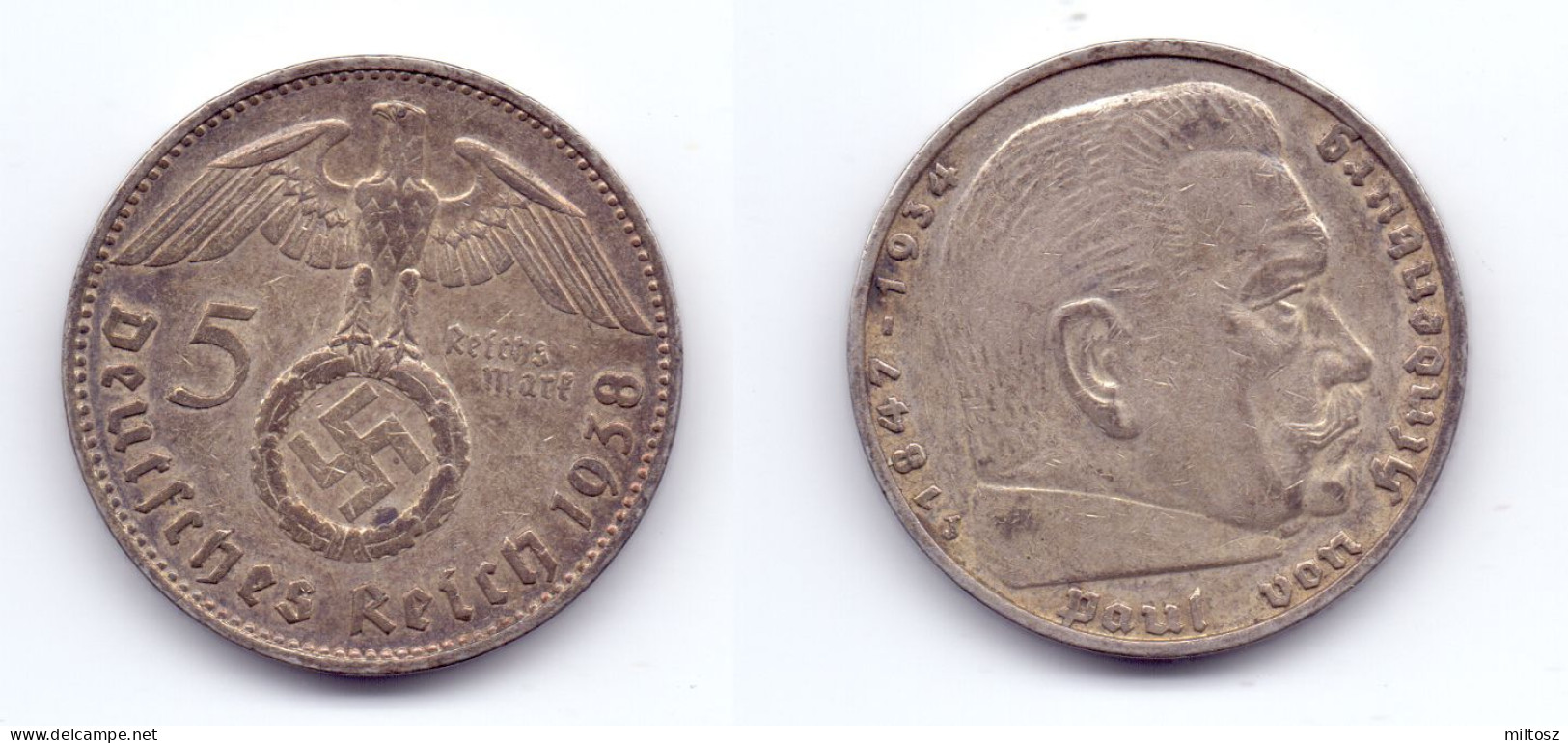 Germany 5 Reichsmark 1938 J WWII Issue - 5 Reichsmark