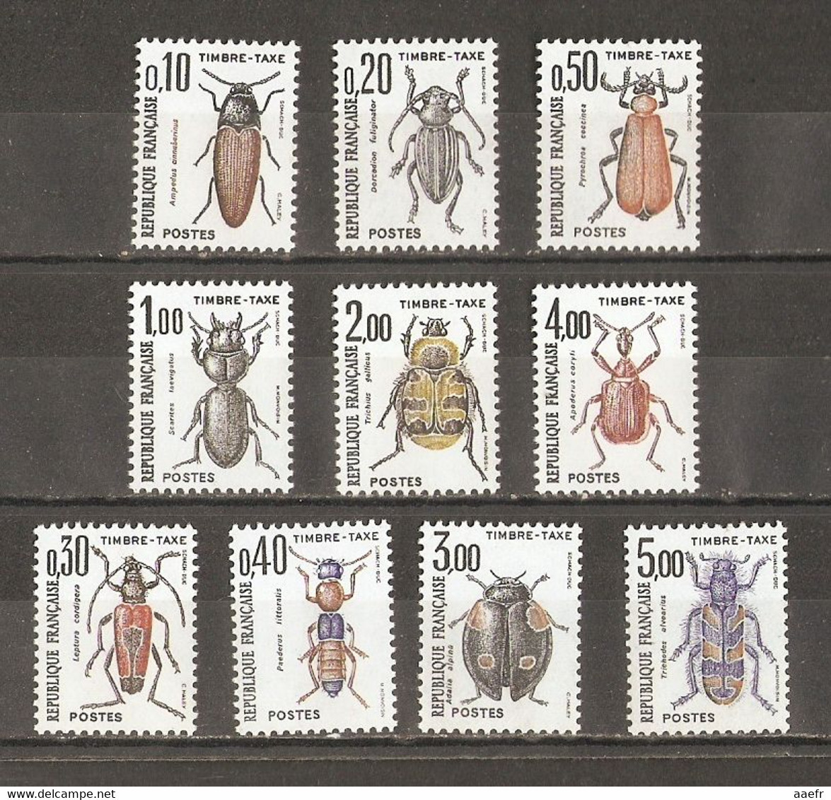France 1982/3 - Insectes - Taxes - Série Complète MNH - 103/112 - 1960-.... Neufs
