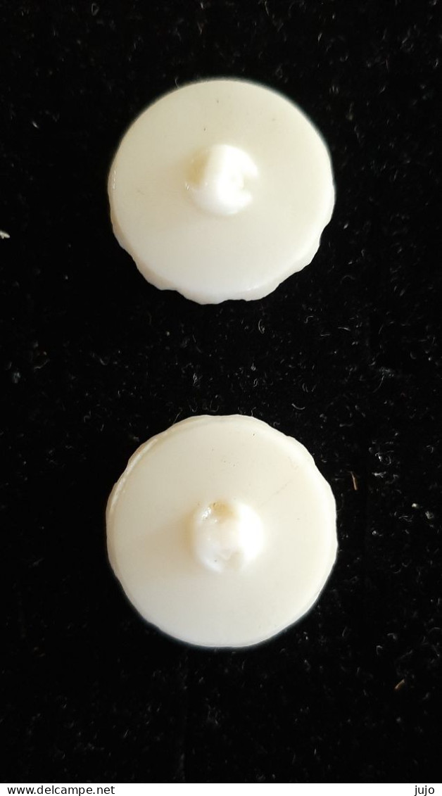 Autres Collections - BOUTONS - 2 Boutons Blancs En Pate De Verre En Forme De Rosace  De 22mm Environ - Boutons