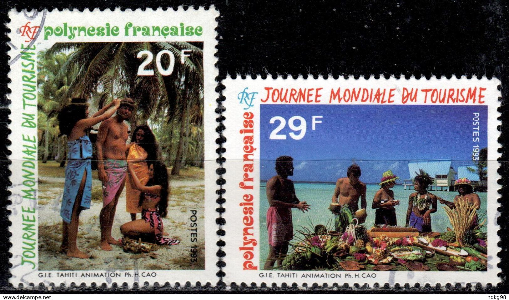 F P+ Polynesien 1993 Mi 641-42 II Tourismus - Oblitérés