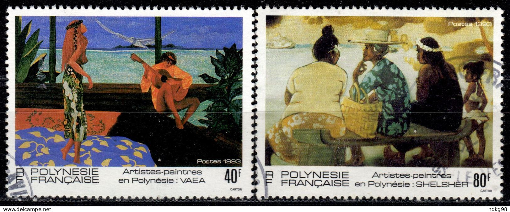 F P+ Polynesien 1993 Mi 645 647 Gemälde - Used Stamps