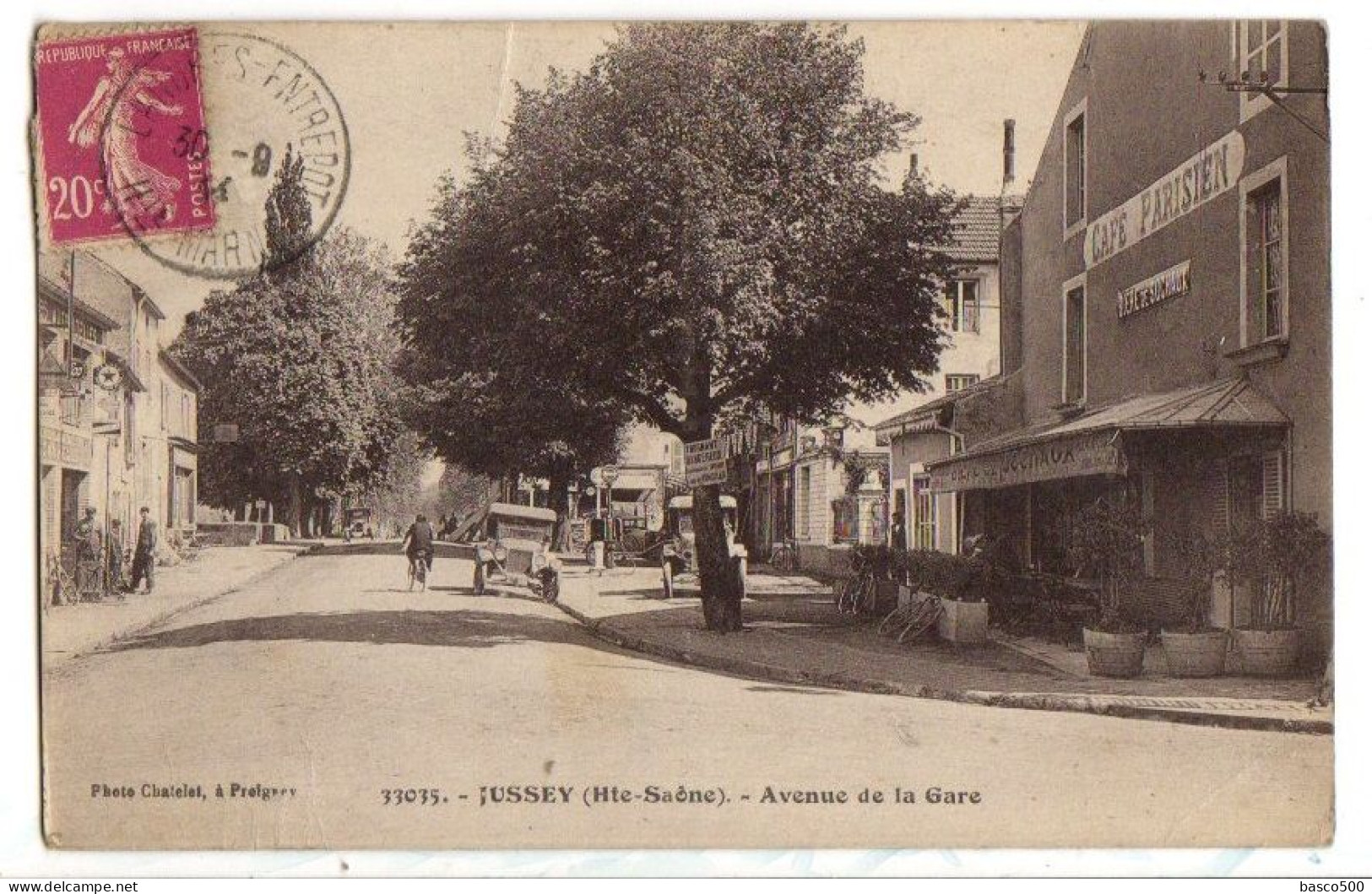 1934 JUSSEY : CAFE PARISIEN Avenue De La GARE Animée - Jussey