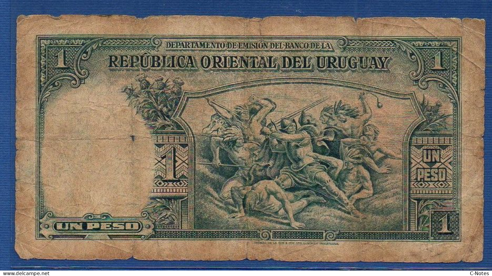 URUGUAY - P. 28d – 1 Peso 1935 Circulated G/VG S/n 15426714 - Uruguay