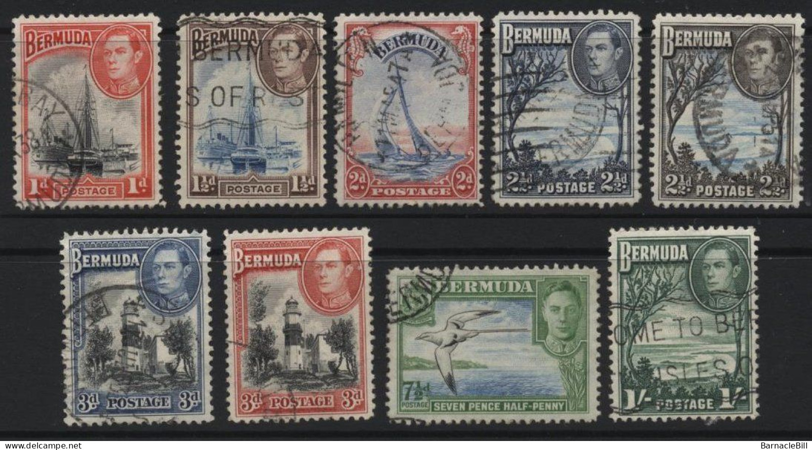 Bermuda (A35) 1936 George VI Pictorials. 9 Values. Used. Hinged. - Bermuda