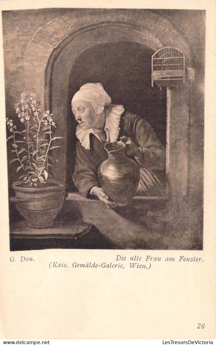 ARTS - Peintures Et Tableaux - G DOU - Die Alte Frau Am Feuster - Carte Postale Ancienne - Malerei & Gemälde