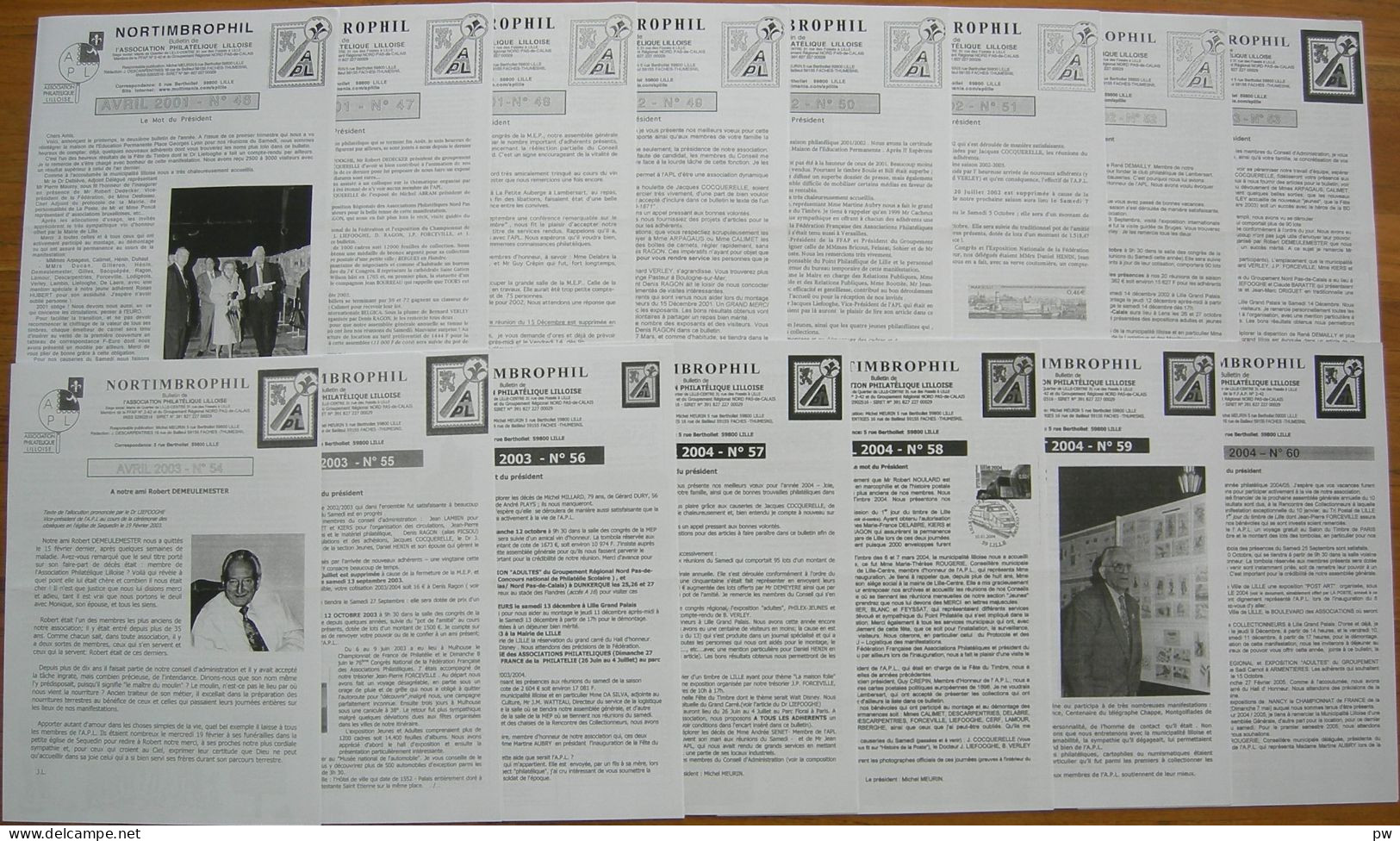 REVUE NORTIMBROPHIL N° 46/60 De 2001/2004 15 Bulletins - Français (àpd. 1941)