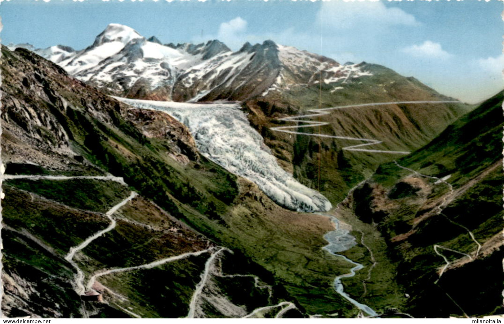 Grimsel- Und Furkastrasse, Rhonegletscher Mit Galenstock (159) - Lens