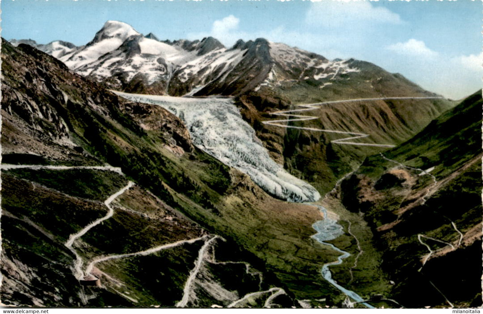 Grimsel- Und Furkastrasse, Rhonegletscher Mit Galenstock (159) * 25. 6. 1954 - Lens