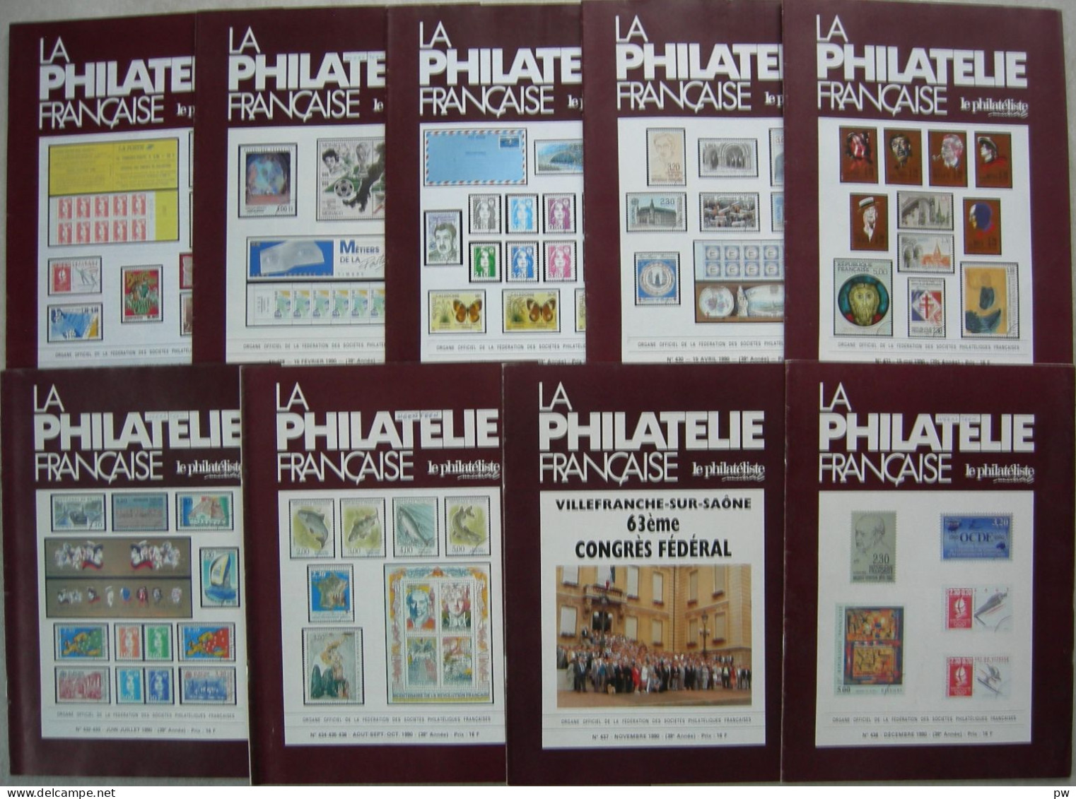 REVUE LA PHILATELIE FRANCAISE Année 1990 Complète (n° 427 à 438) - Francés (desde 1941)