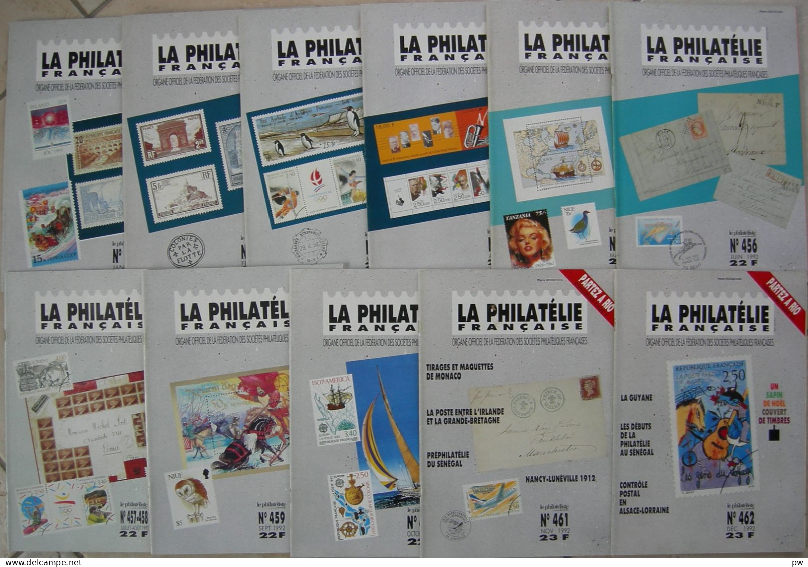 REVUE LA PHILATELIE FRANCAISE Année 1992 Complète (n° 451 à 462) - French (from 1941)