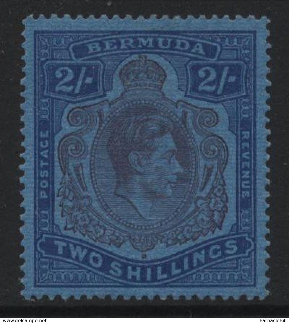 Bermuda (A36) 1938 King George VI Portrait. 2s. Purple And Blue On Blue. Unused. Hinged. - Bermuda