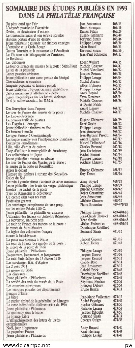 REVUE LA PHILATELIE FRANCAISE Année 1993 Complète (n° 463 à 474) - Französisch (ab 1941)