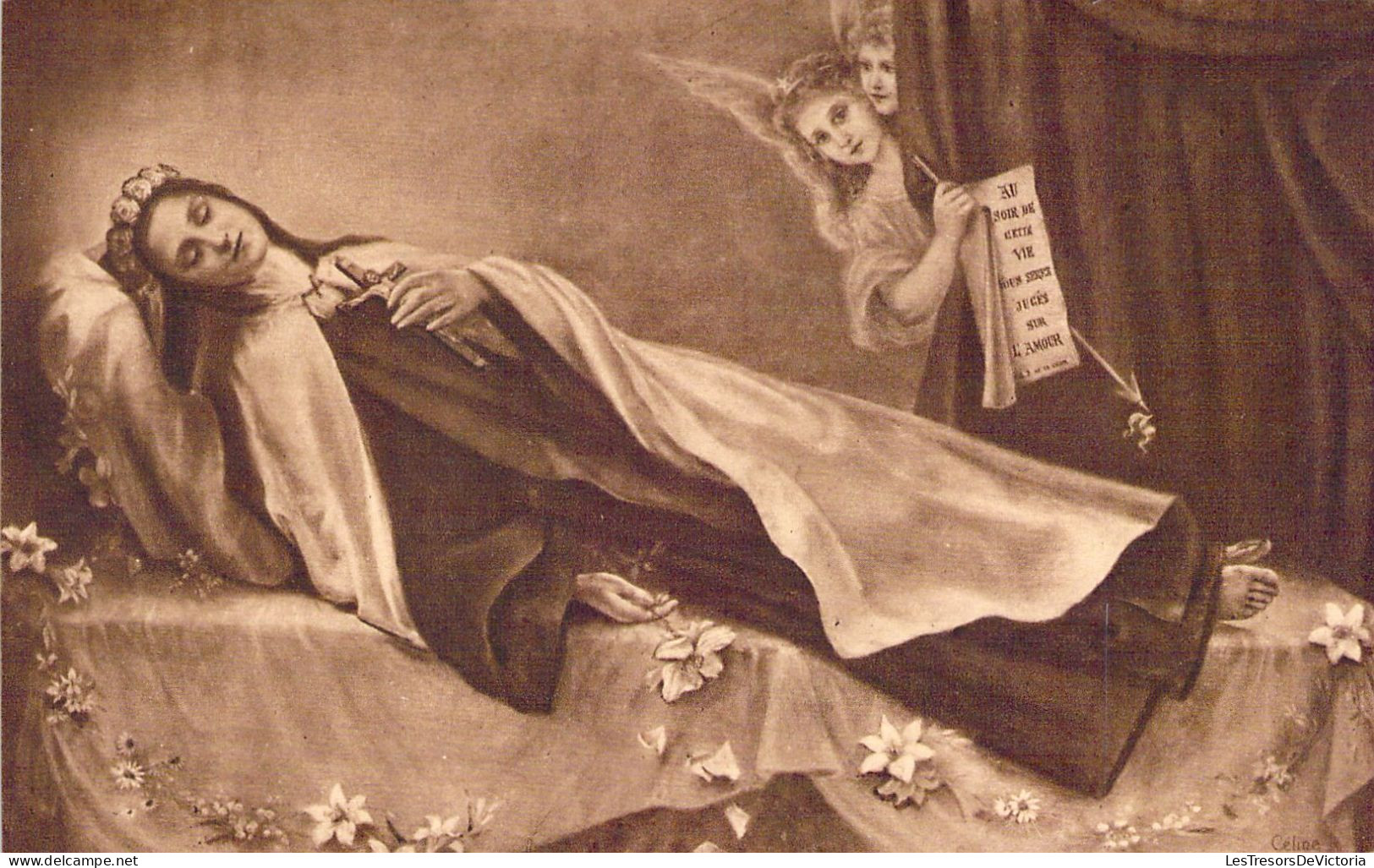 RELIGION - Sainte Thérèse De L'Enfant Jésus Sur Son Lit De Mort - Carte Postale Ancienne - Saints