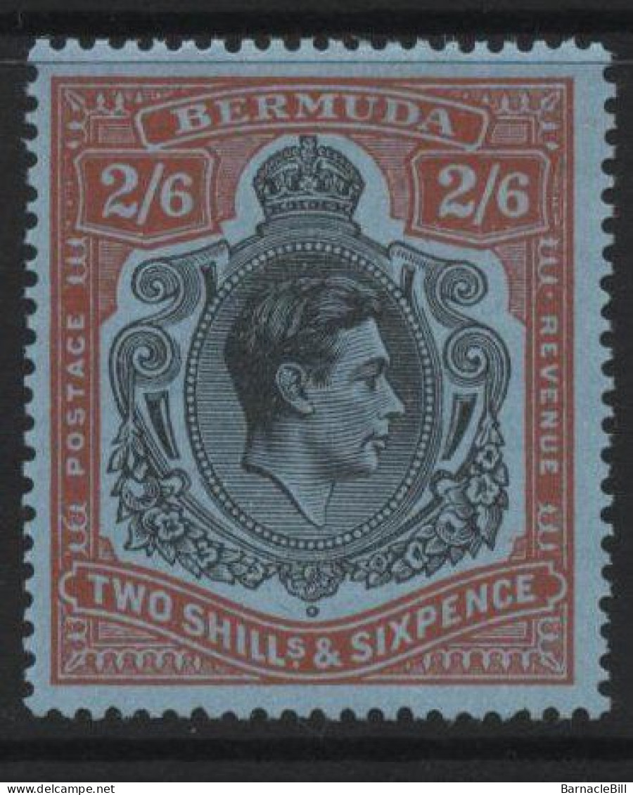 Bermuda (A37) 1938 King George VI Portrait. 2s.6d. Black And Red On Blue. Unused. Hinged. - Bermuda