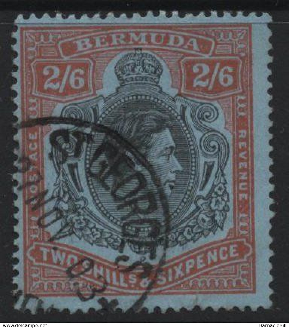 Bermuda (A40) 1938 King George VI Portrait. 2s.6d. Black And Red On Blue. Used. Hinged. - Bermuda