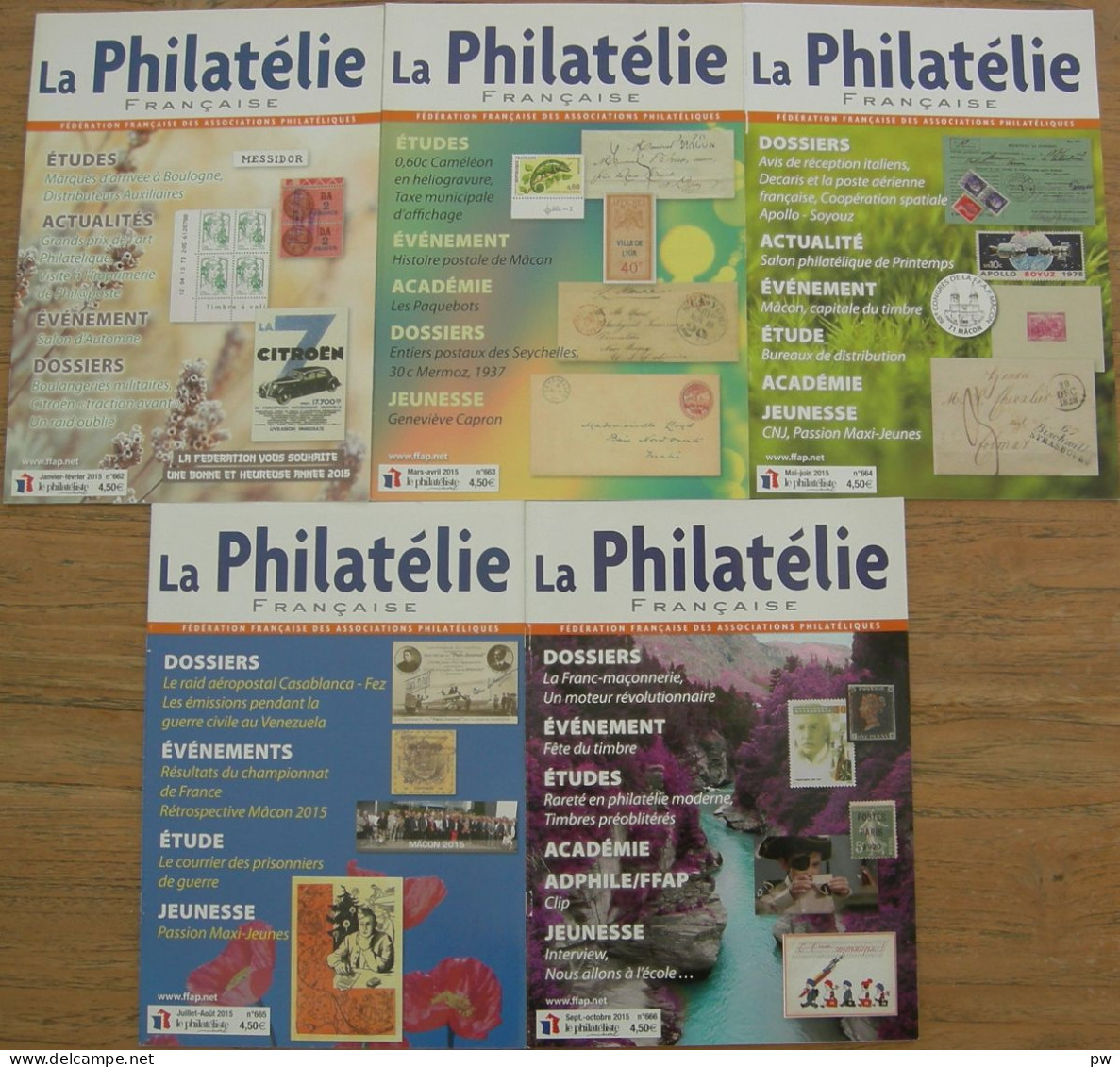 REVUE LA PHILATELIE FRANCAISE Année 2015 (n° 662 à 666) - Französisch (ab 1941)