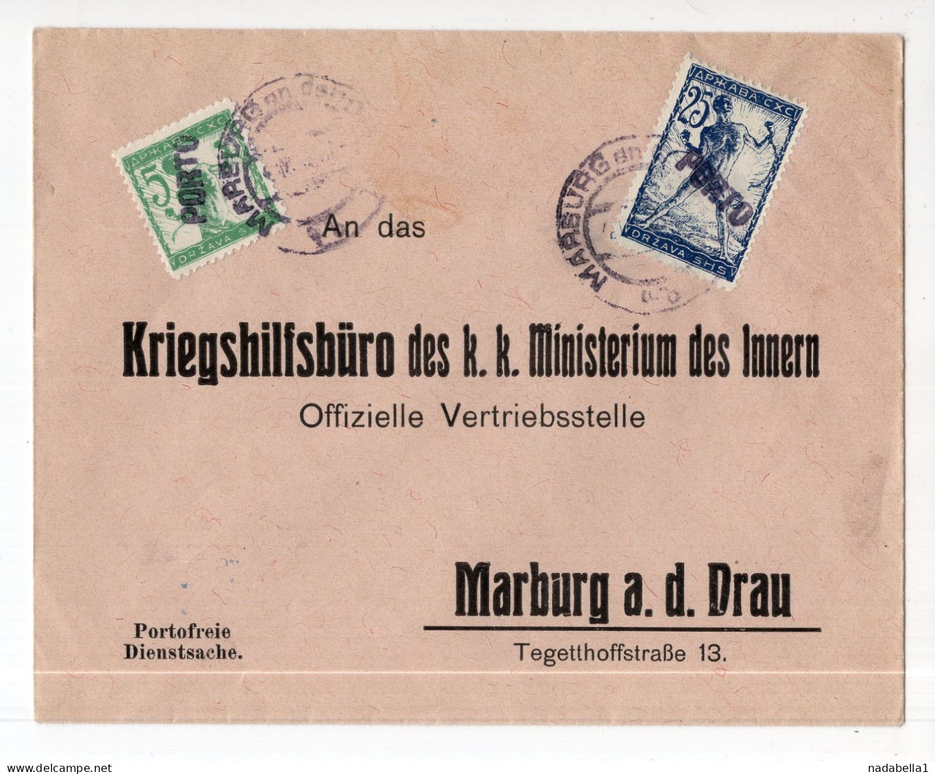 1920? KINGDOM OF SHS,SLOVENIA,MARIBOR LOCO COVER,POSTAGE DUE,PORTO CHAIN BREAKERS,VERIGARI, - Segnatasse