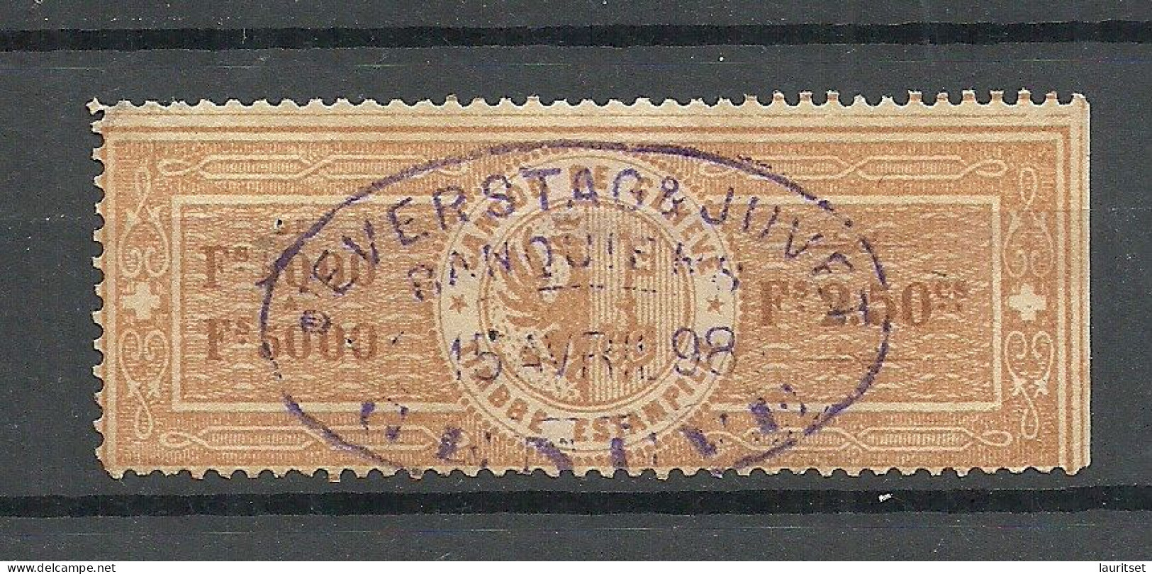 SCHWEIZ Switzerland O 1898 Canton De Genève Timbre Estampillé Revenue Tax Steuermarke - Steuermarken