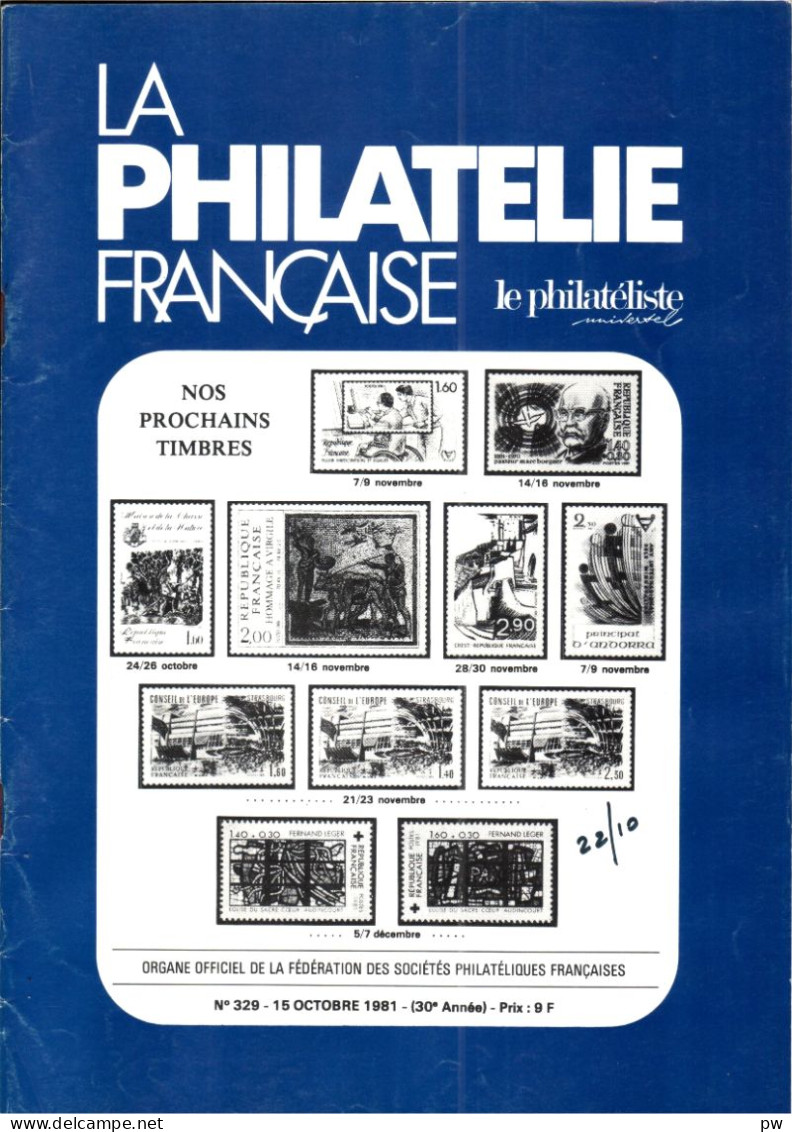 REVUE LA PHILATELIE FRANCAISE N° 329 De Octobre 1981 - Français (àpd. 1941)