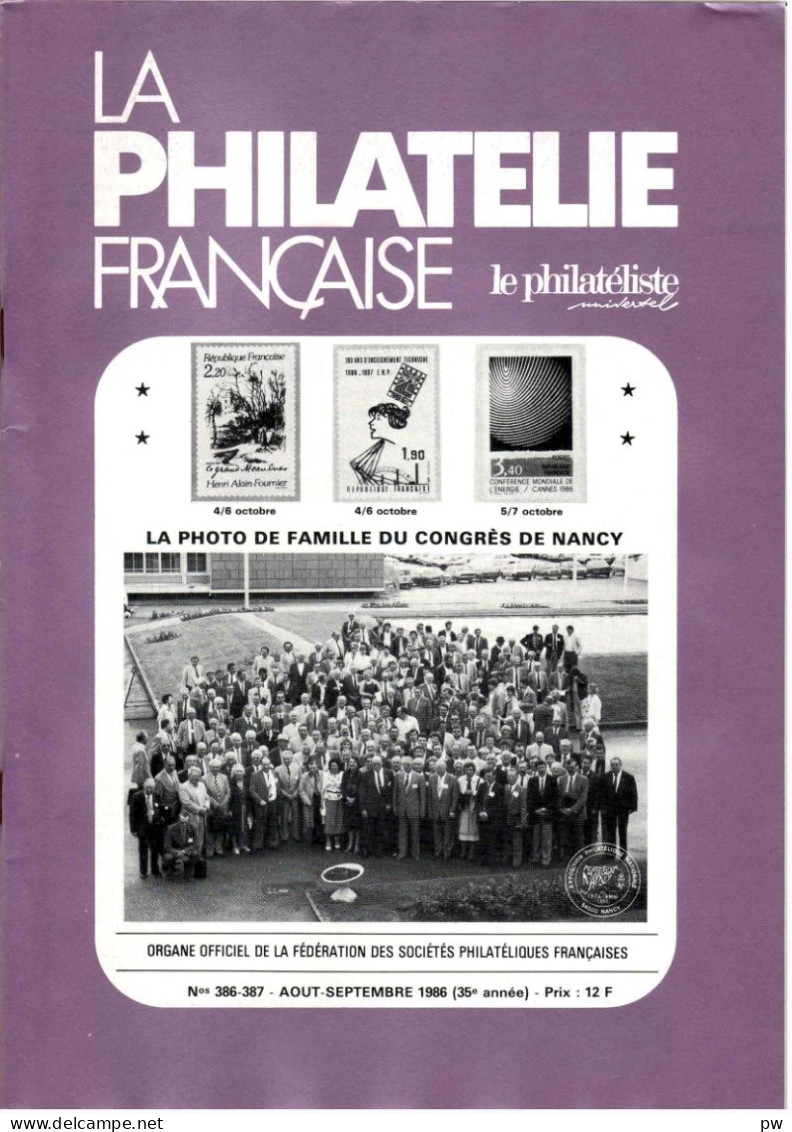 REVUE LA PHILATELIE FRANCAISE N° 386-387 De Août-Septembre 1986 - Français (àpd. 1941)
