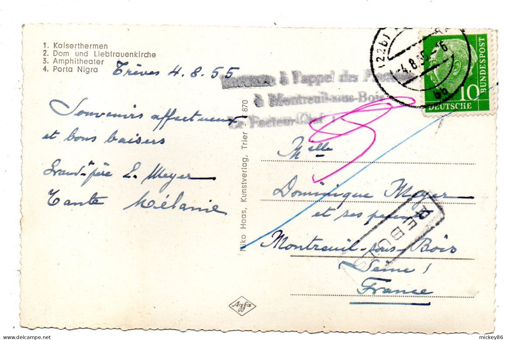 Allemagne -TRIER -1955 -- Multivues........timbre... Cachet ....griffes - Trier