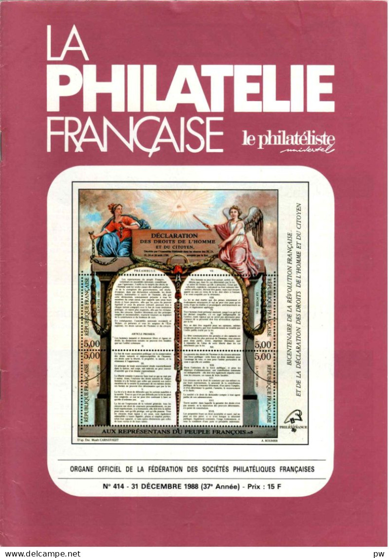 REVUE LA PHILATELIE FRANCAISE N° 414 De Décembre 1988 - Französisch (ab 1941)